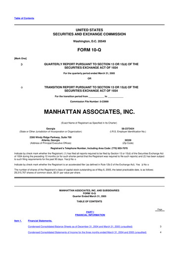Thumbnail Manhattan Associates
 10-Q Quarterly Report FY 