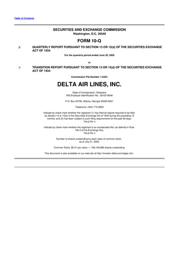 Thumbnail Delta Air Lines 10-Q Quarterly Report FY 