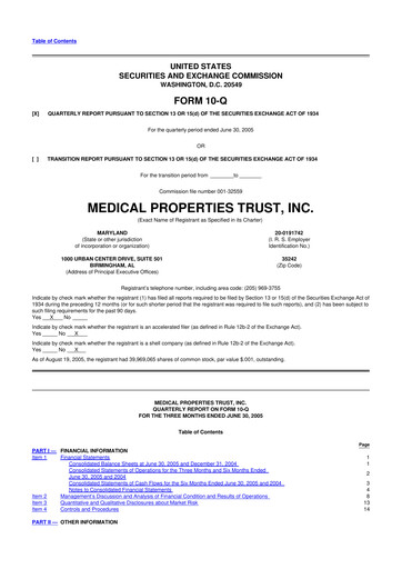 Vorschaubild Medical Properties Trust
 10-Q Quartalsbericht  