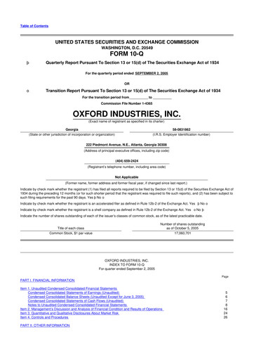Thumbnail Oxford Industries
 10-Q Quarterly Report FY 