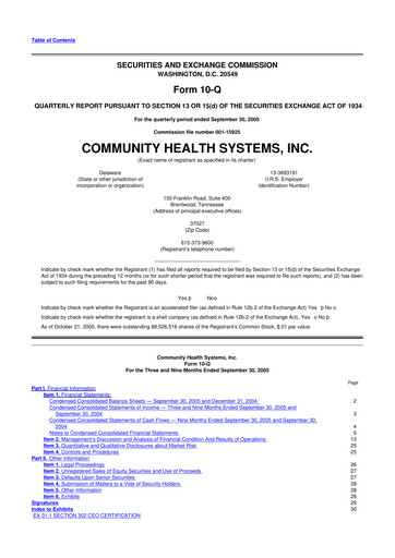 Miniature Community Health Systems
 10-Q Rapport trimestriel  