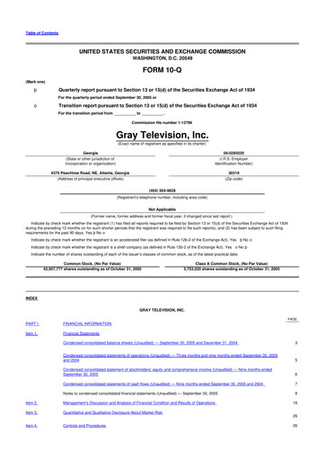 Thumbnail Gray Media
 10-Q Quarterly Report FY 
