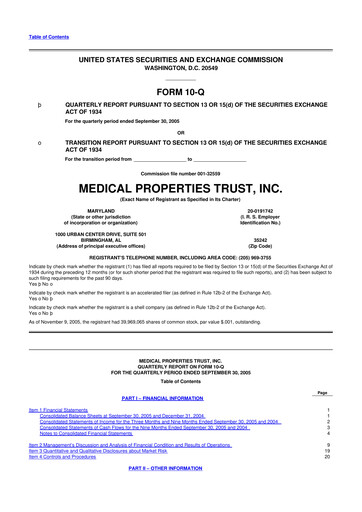 Vorschaubild Medical Properties Trust
 10-Q Quartalsbericht  