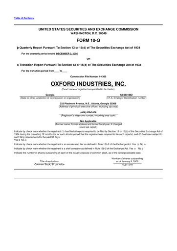 Thumbnail Oxford Industries
 10-Q Quarterly Report FY 