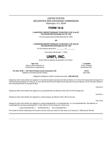 Thumbnail Unifi 10-Q Quarterly Report FY 