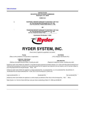 Thumbnail Ryder
 10-Q Quarterly Report FY 