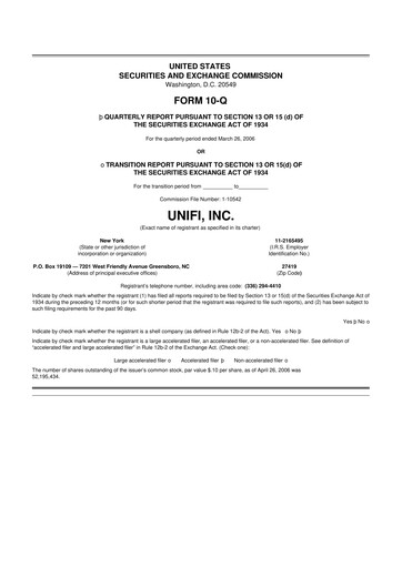 Thumbnail Unifi 10-Q Quarterly Report FY 