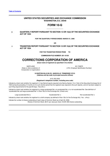 Thumbnail CoreCivic 10-Q Quarterly Report FY 