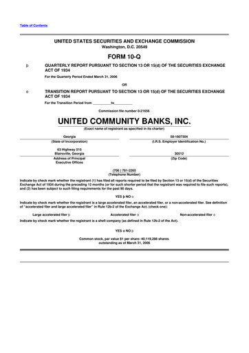 Thumbnail United Community Bank 10-Q Quarterly Report FY 