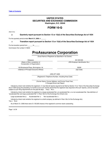 Miniature ProAssurance 10-Q Rapport trimestriel  