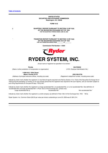 Thumbnail Ryder
 10-Q Quarterly Report FY 