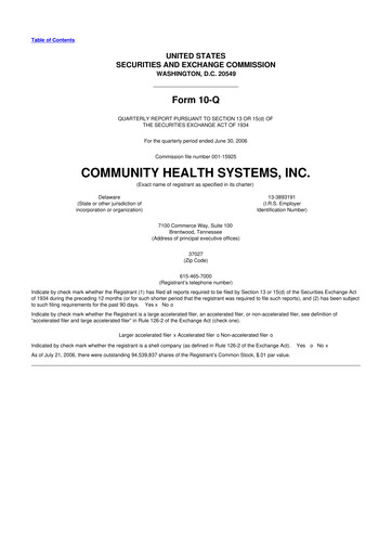 Miniature Community Health Systems
 10-Q Rapport trimestriel  