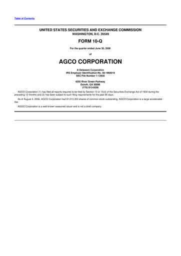 Thumbnail AGCO 10-Q Quarterly Report FY 