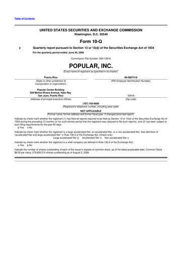Thumbnail Popular, Inc. (Banco Popular de Puerto Rico) 10-Q Quarterly Report FY 