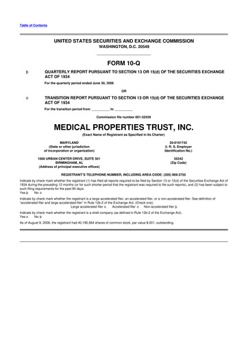 Vorschaubild Medical Properties Trust
 10-Q Quartalsbericht  