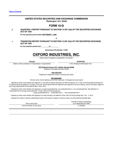 Thumbnail Oxford Industries
 10-Q Quarterly Report FY 