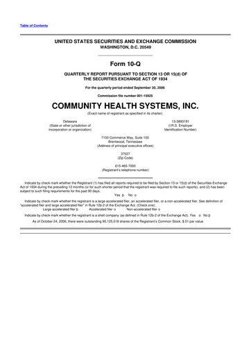 Miniature Community Health Systems
 10-Q Rapport trimestriel  