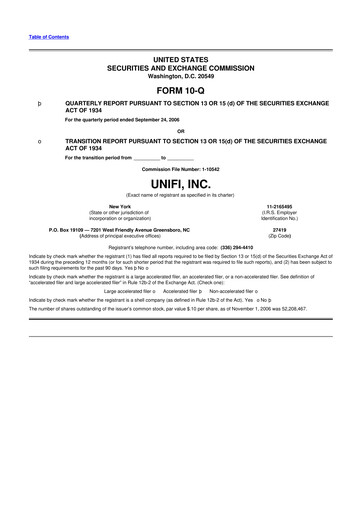 Thumbnail Unifi 10-Q Quarterly Report FY 