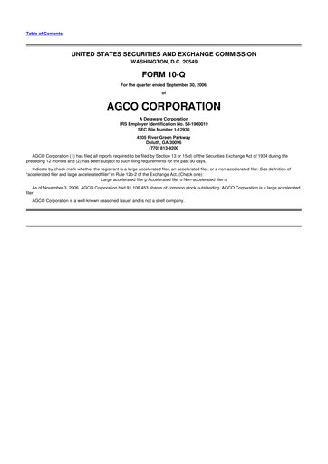 Thumbnail AGCO 10-Q Quarterly Report FY 