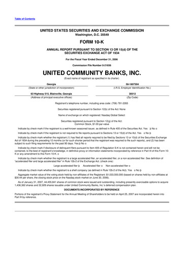 Thumbnail United Community Bank 10-K Annual Report 