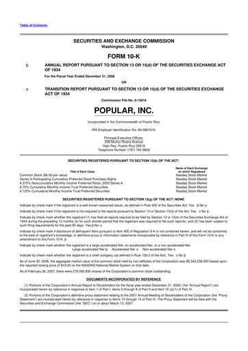 Thumbnail Popular, Inc. (Banco Popular de Puerto Rico) 10-K Annual Report 