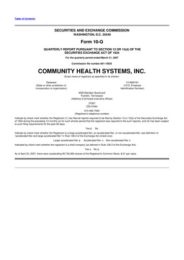 Miniature Community Health Systems
 10-Q Rapport trimestriel  