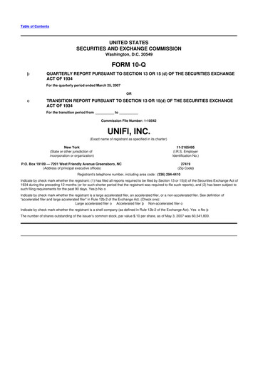 Thumbnail Unifi 10-Q Quarterly Report FY 