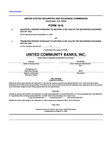 Thumbnail United Community Bank 10-Q Quarterly Report FY 