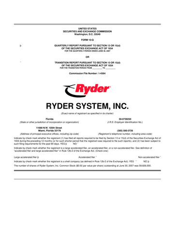 Thumbnail Ryder
 10-Q Quarterly Report FY 