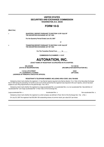 Thumbnail AutoNation 10-Q Quarterly Report FY 