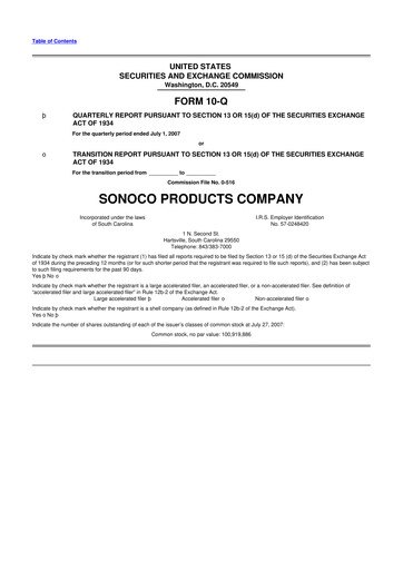Thumbnail Sonoco 10-Q Quarterly Report FY 