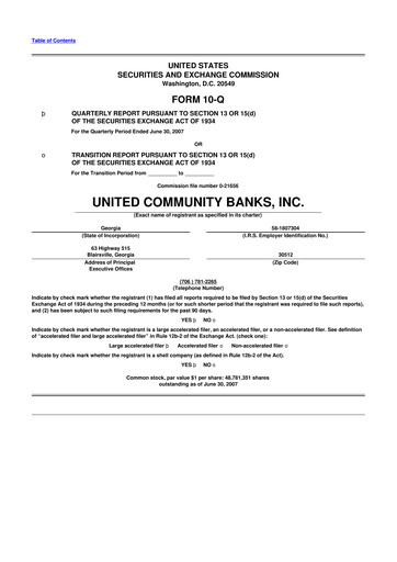 Thumbnail United Community Bank 10-Q Quarterly Report FY 