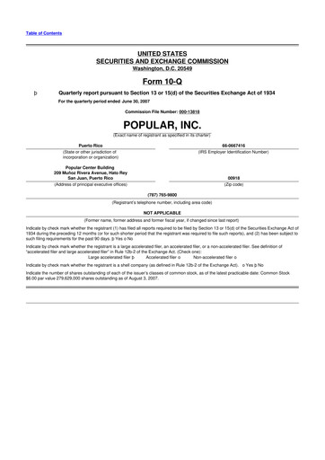Thumbnail Popular, Inc. (Banco Popular de Puerto Rico) 10-Q Quarterly Report FY 