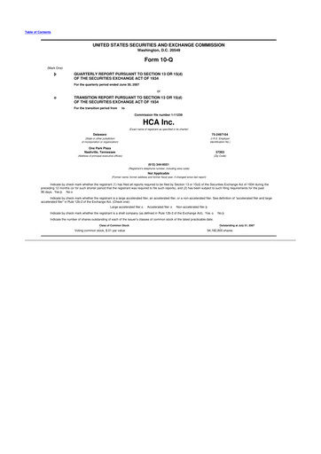 Thumbnail HCA Healthcare 10-Q Quarterly Report FY 