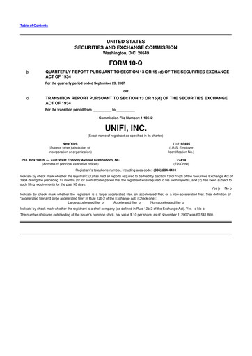 Thumbnail Unifi 10-Q Quarterly Report FY 