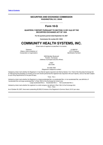 Miniature Community Health Systems
 10-Q Rapport trimestriel  
