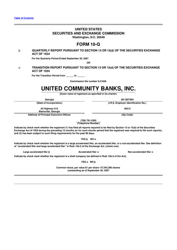 Thumbnail United Community Bank 10-Q Quarterly Report FY 