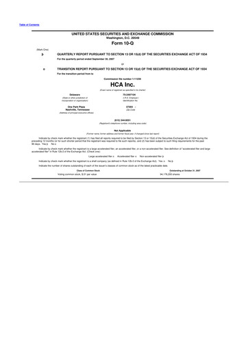 Thumbnail HCA Healthcare 10-Q Quarterly Report FY 