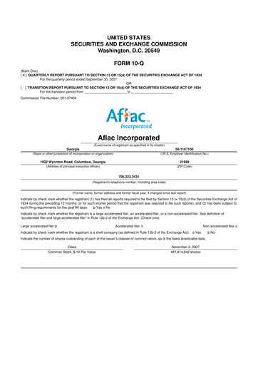 Thumbnail Aflac 10-Q Quarterly Report FY 