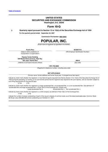 Thumbnail Popular, Inc. (Banco Popular de Puerto Rico) 10-Q Quarterly Report FY 