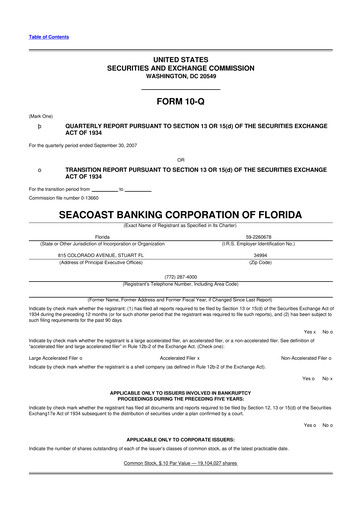 Thumbnail Seacoast Banking 10-Q Quarterly Report FY 