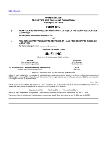 Thumbnail Unifi 10-Q Quarterly Report FY 