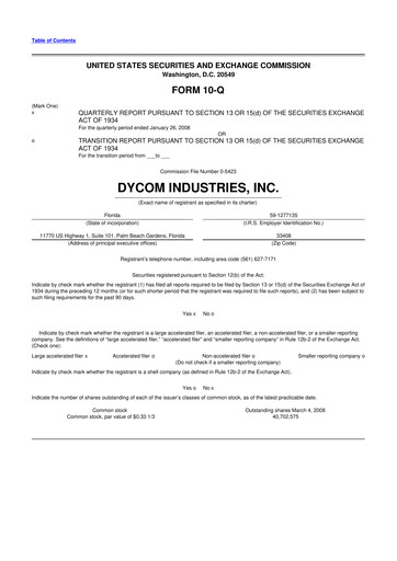 Thumbnail Dycom Industries 10-Q Quarterly Report FY 