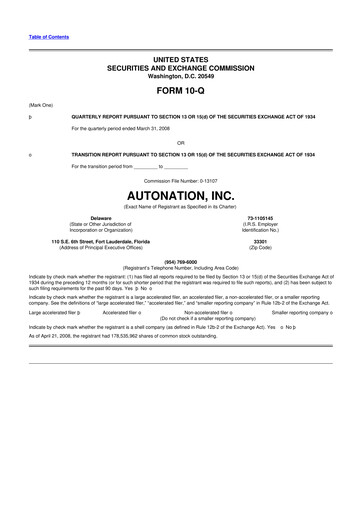 Thumbnail AutoNation 10-Q Quarterly Report FY 