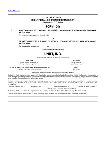 Thumbnail Unifi 10-Q Quarterly Report FY 