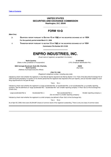 Thumbnail EnPro Industries
 10-Q Quarterly Report FY 