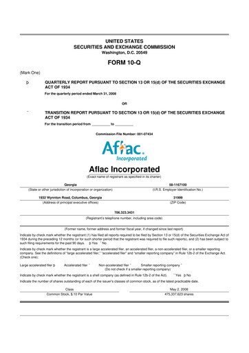 Thumbnail Aflac 10-Q Quarterly Report FY 