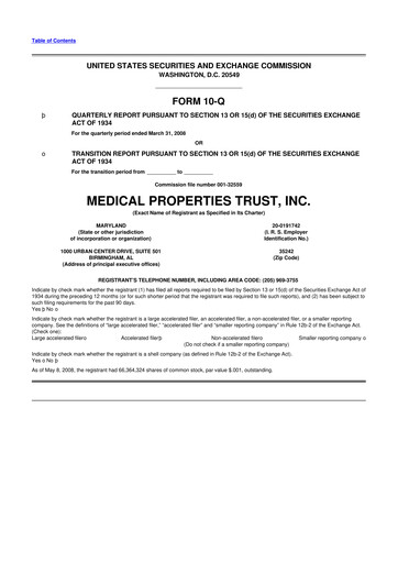 Vorschaubild Medical Properties Trust
 10-Q Quartalsbericht  