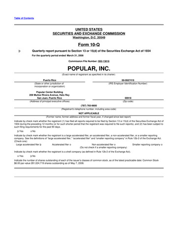 Thumbnail Popular, Inc. (Banco Popular de Puerto Rico) 10-Q Quarterly Report FY 