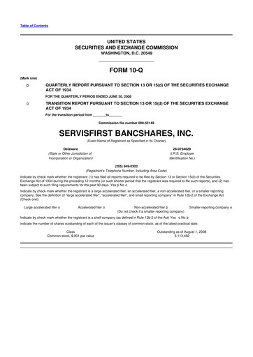 Thumbnail ServisFirst Bancshares 10-Q Quarterly Report FY 